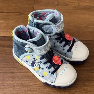 Light Blue Kids High-Top Sneakers with Cartoon Detail